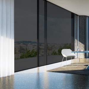 Lakossági irodai szigetelt napelemes ablakfólia ezüst fekete