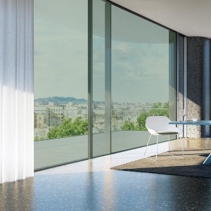 Lakossági irodai szigetelt napelemes ablakfólia ezüst zöld