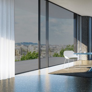 Folija za okna za zaščito pred soncem v stanovanjskih in pisarniških prostorih, srebrno siva