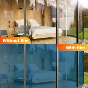 Residential Office Insulated Solar Control Window Film Silver Light-blue
