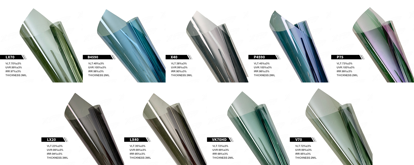 XTTF Double Silver and Triple Silver Imperial Purple Automotive Window Film